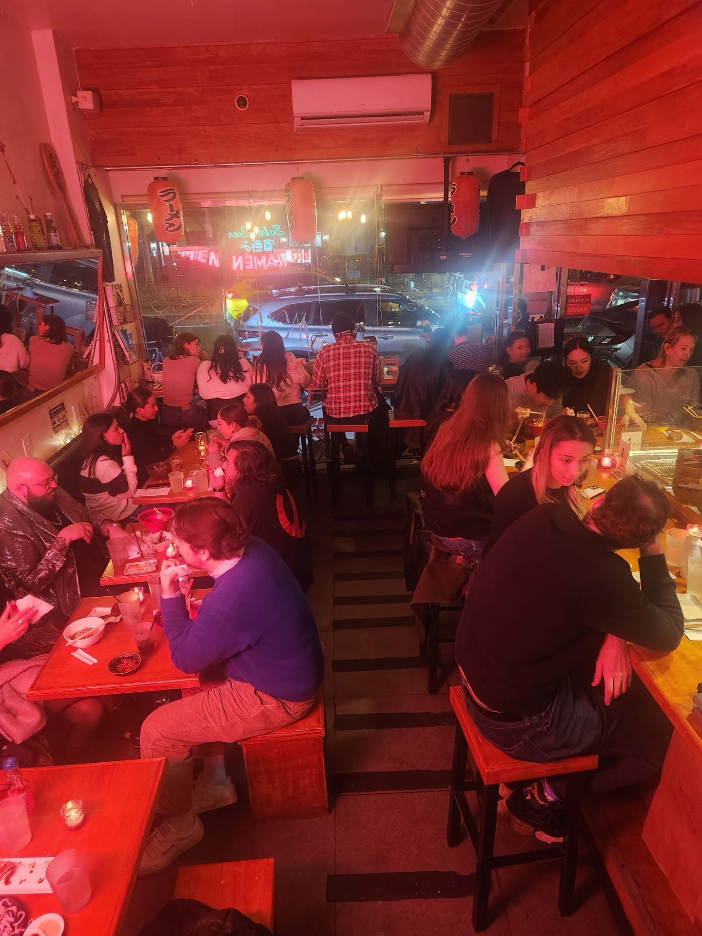 Mr. Taka Ramen Lower East Side dining room filled with guests